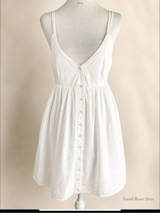 Dresses & Skirts - Scandi Minimalist White Cotton Mini Dress GESTUZ Resort Babydoll Pockets